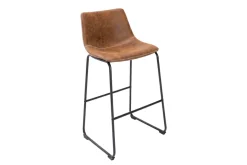 Design Barhocker DJANGO vintage braun Microfaser mit Lehne Eisengestell schwarz