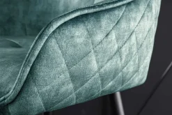 Design Barhocker EUPHORIA petrol Samt schwarze Metallbeine Barstuhl mit Lehne