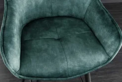 Design Barhocker EUPHORIA petrol Samt schwarze Metallbeine Barstuhl mit Lehne