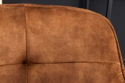 Design Barhocker EUPHORIA rost braun Samt schwarze Metallbeine Barstuhl mit Lehne