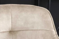 Design Barhocker EUPHORIA champagner greige Samt schwarze Metallbeine Barstuhl mit Lehne