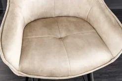 Design Barhocker EUPHORIA champagner greige Samt schwarze Metallbeine Barstuhl mit Lehne