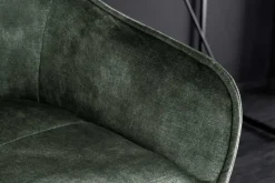 Design Barhocker EUPHORIA dunkelgrün Samt schwarze Metallbeine Barstuhl mit Lehne