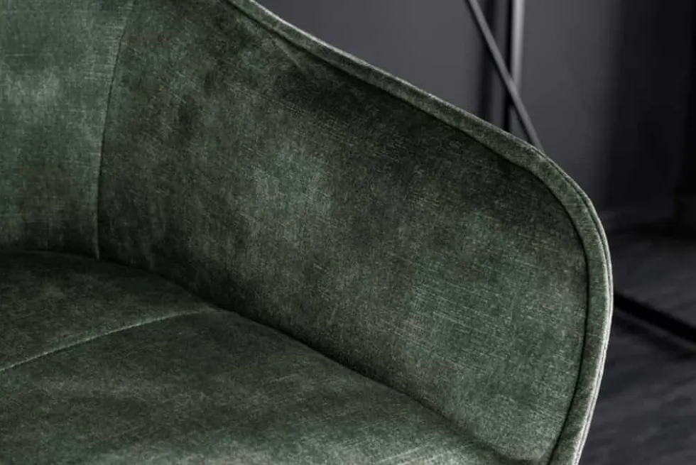 Design Barhocker EUPHORIA dunkelgrün Samt schwarze Metallbeine Barstuhl mit Lehne