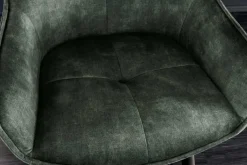 Design Barhocker EUPHORIA dunkelgrün Samt schwarze Metallbeine Barstuhl mit Lehne
