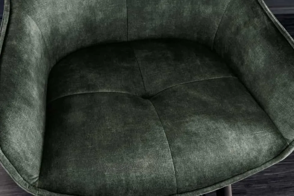 Design Barhocker EUPHORIA dunkelgrün Samt schwarze Metallbeine Barstuhl mit Lehne