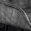 Design Barhocker EUPHORIA grau Samt schwarze Metallbeine Barstuhl mit Lehne