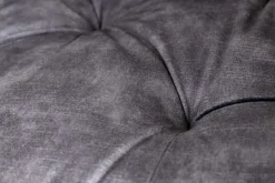 Design Barhocker MILANO grau Samt Barstuhl mit Lehne Metall schwarz Chesterfield-Steppung