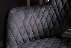 Design Barhocker PARIS grau Samt mit Lehne Metall schwarz gold Ziersteppung