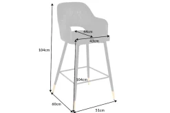 Design Barhocker PARIS grau Samt mit Lehne Metall schwarz gold Ziersteppung