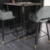 Design Barhocker PARIS grün Samt mit Lehne Metall schwarz gold Ziersteppung