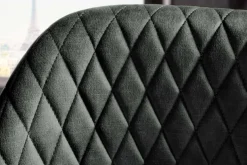 Design Barhocker PARIS grün Samt mit Lehne Metall schwarz gold Ziersteppung