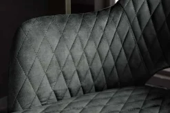 Design Barhocker PARIS grün Samt mit Lehne Metall schwarz gold Ziersteppung