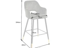 Design Barhocker PARIS grün Samt mit Lehne Metall schwarz gold Ziersteppung