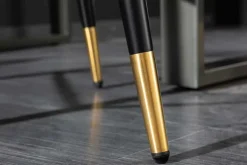 Design Barhocker PARIS senfgelb Samt mit Lehne Metall schwarz gold Ziersteppung