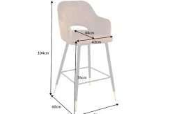 Design Barhocker PARIS senfgelb Samt mit Lehne Metall schwarz gold Ziersteppung