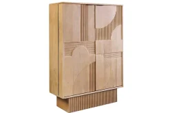 Design Barschrank ART DECO 140cm weiß gekälkt Mangoholz 3D-Front