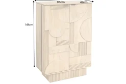 Design Barschrank ART DECO 140cm weiß gekälkt Mangoholz 3D-Front