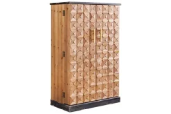 Design Barschrank BODEGA 120cm natur Pinienholz mit 3D-Front und Flaschenregal