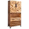 Design Barschrank BODEGA 160cm natur Pinienholz Weinregal Glashalter Schubladen