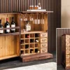 Design Barschrank BODEGA 90cm natur Pinienholz Weinregal Glashalter Schubladen