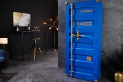 Design Barschrank Container GLOBETROTTER 180cm blau Weinregal Upcycling