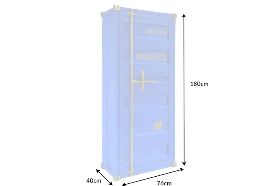 Design Barschrank Container GLOBETROTTER 180cm blau Weinregal Upcycling