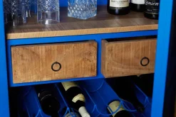 Design Barschrank Container GLOBETROTTER 180cm blau Weinregal Upcycling