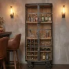 Design Barschrank LOFT 150cm natur Pinienholz Metall mit Flaschenregal