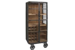 Design Barschrank LOFT 150cm natur Pinienholz Metall mit Flaschenregal