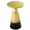 Design Beistelltisch ABSTRACT 60cm gold Metall gebürstet Patina Handarbeit rund Säulentisch