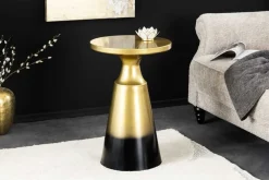Design Beistelltisch ABSTRACT 60cm gold Metall gebürstet Patina Handarbeit rund Säulentisch