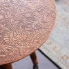 Design Beistelltisch ALCAZAR 50cm antik kupfer Metall Mangoholz Handarbeit rund