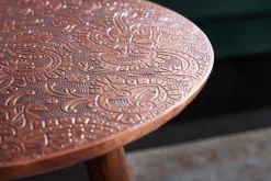 Design Beistelltisch ALCAZAR 50cm antik kupfer Metall Mangoholz Handarbeit rund