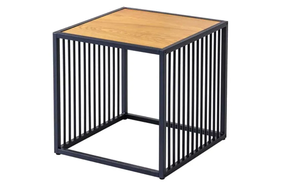 Design Beistelltisch ARCHITECTURE 40cm natur schwarz Wildeiche Metall
