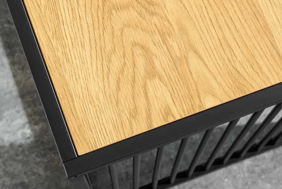 Design Beistelltisch ARCHITECTURE 40cm natur schwarz Wildeiche Metall