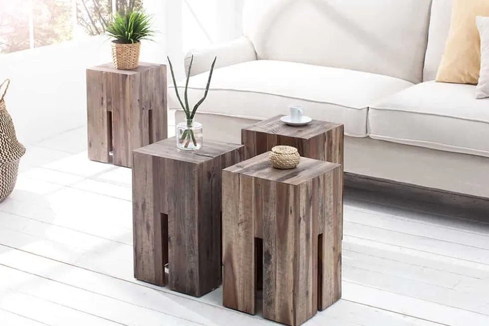 Design Beistelltisch CASTLE 45cm Treibholz Sitzhocker