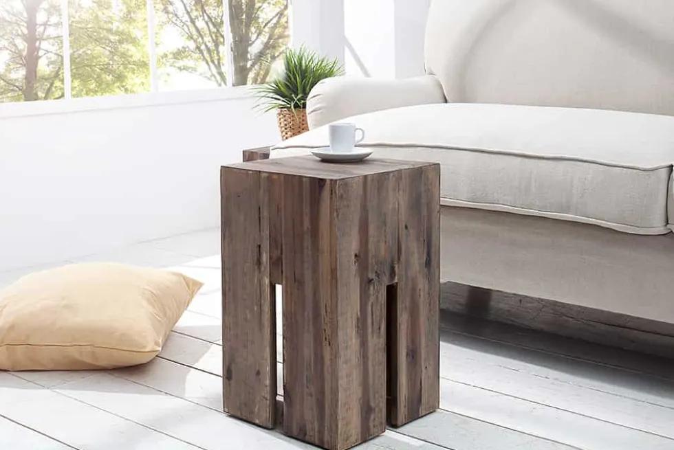 Design Beistelltisch CASTLE 45cm Treibholz Sitzhocker