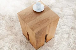 Design Beistelltisch CASTLE 45cm natur Wildeiche Massivholz geölt Sitzhocker