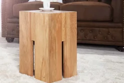 Design Beistelltisch CASTLE 45cm natur Wildeiche Massivholz geölt Sitzhocker