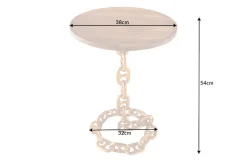 Design Beistelltisch CHAINS 55cm gold Mangoholz handmade Metall rund Kettengestell massiv