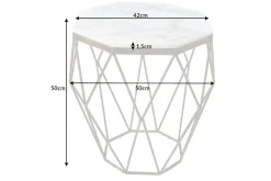 Design Beistelltisch DIAMOND 50cm weiß Marmor messing Metall