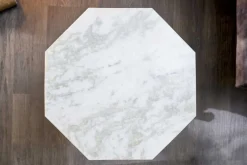 Design Beistelltisch DIAMOND 50cm weiß Marmor messing Metall
