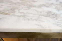 Design Beistelltisch DIAMOND 50cm weiß Marmor messing Metall