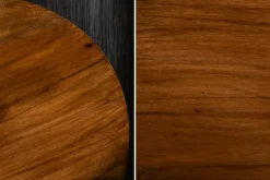 Design Beistelltisch EXTRAVAGANCIA 60cm Mangoholz massiv rund Metall Säulenfuß silber
