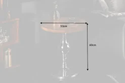 Design Beistelltisch EXTRAVAGANCIA 60cm Mangoholz massiv rund Metall Säulenfuß silber