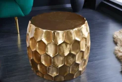 Design Beistelltisch ORGANIC ORIENT 55cm gold Metall Hammerschlag Nachttisch handmade rund