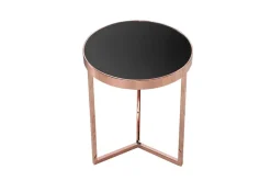 Design Beistelltisch Original ASTRO 50cm kupfer Metall schwarze Glasplatte Couchtisch rund