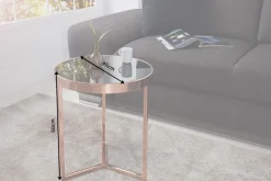 Design Beistelltisch Original ASTRO 50cm kupfer Metall schwarze Glasplatte Couchtisch rund