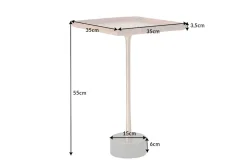 Design Beistelltisch TRAYFUL 55cm natur Akazie Massivholz schwarzer Marmorfuß gold Metall
